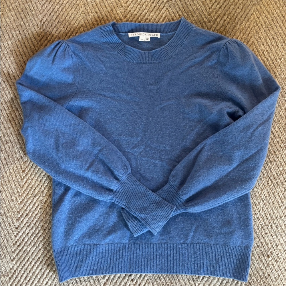 Veronica Beard M light blue cashmere puff shoulder sweater
